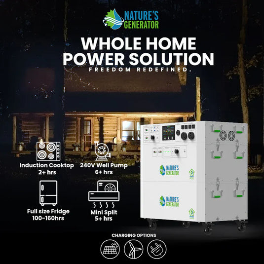 Nature's Generator Powerhouse V2 Solar +Power Pod + 8X 410W Solar Panel+ 350W Wind Turbine NGPHPTAW