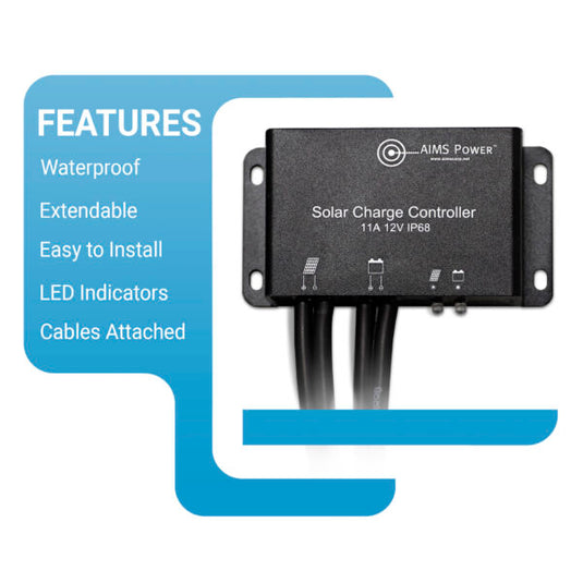 Aim Solar Charge Controller Waterproof 11 Amps with Cables