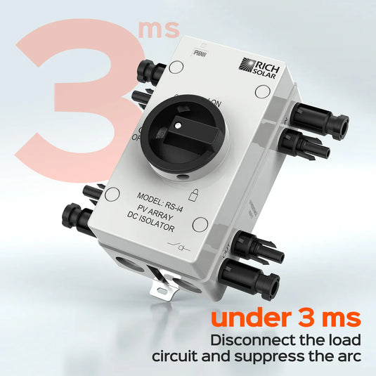Rich Solar Solar PV DC Quick Disconnect Switch | Solar Array DC Quick Disconnect Switch | 1500 Volt 55 Amp | 4 Pole 2 Strings | Easy to Install RS-i4