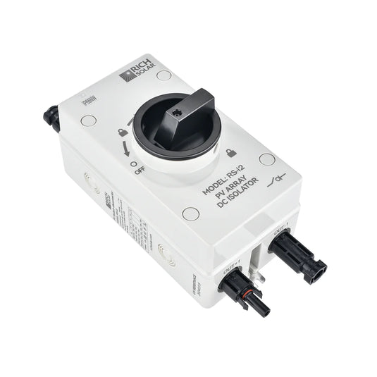 Rich Solar Solar PV DC Quick Disconnect Switch | Solar Array DC Quick Disconnect Switch | 1500 Volt 55 Amp | 2 Pole 1 String RS-i2