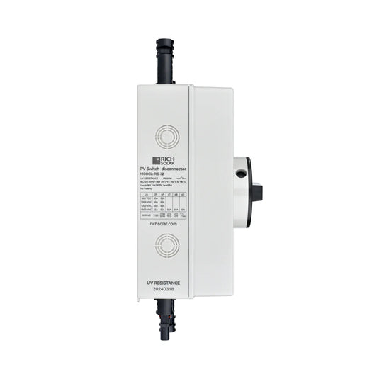 Rich Solar Solar PV DC Quick Disconnect Switch | Solar Array DC Quick Disconnect Switch | 1500 Volt 55 Amp | 2 Pole 1 String RS-i2