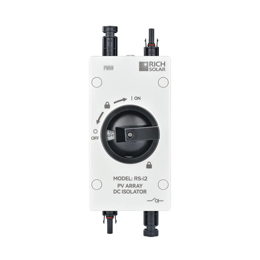 Rich Solar Solar PV DC Quick Disconnect Switch | Solar Array DC Quick Disconnect Switch | 1500 Volt 55 Amp | 2 Pole 1 String RS-i2