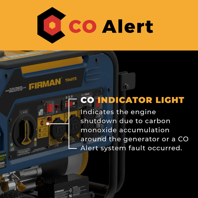 Load image into Gallery viewer, Firman Tri Fuel Portable Generator 4000W Electric Start 120/240V with CO ALERT t04073 - Backup Generator Store

