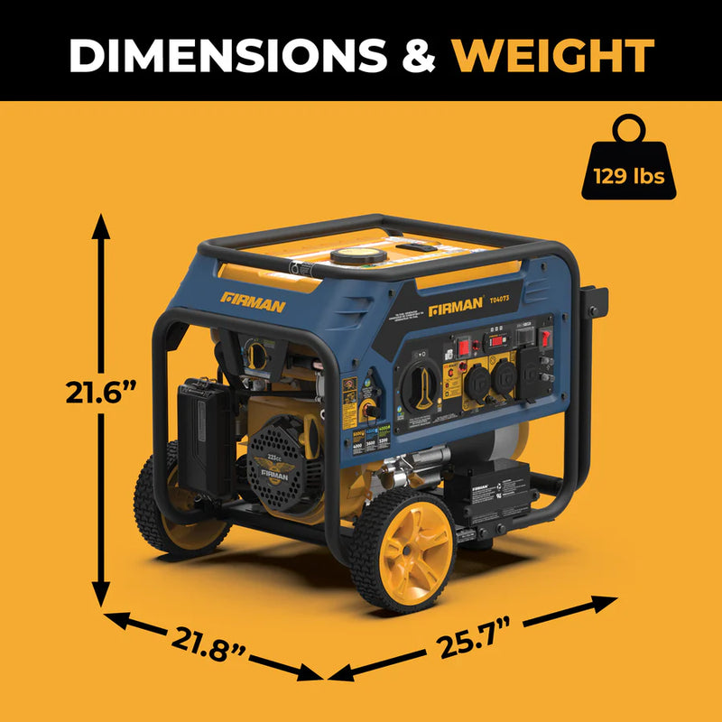 Load image into Gallery viewer, Firman Tri Fuel Portable Generator 4000W Electric Start 120/240V with CO ALERT t04073 - Backup Generator Store
