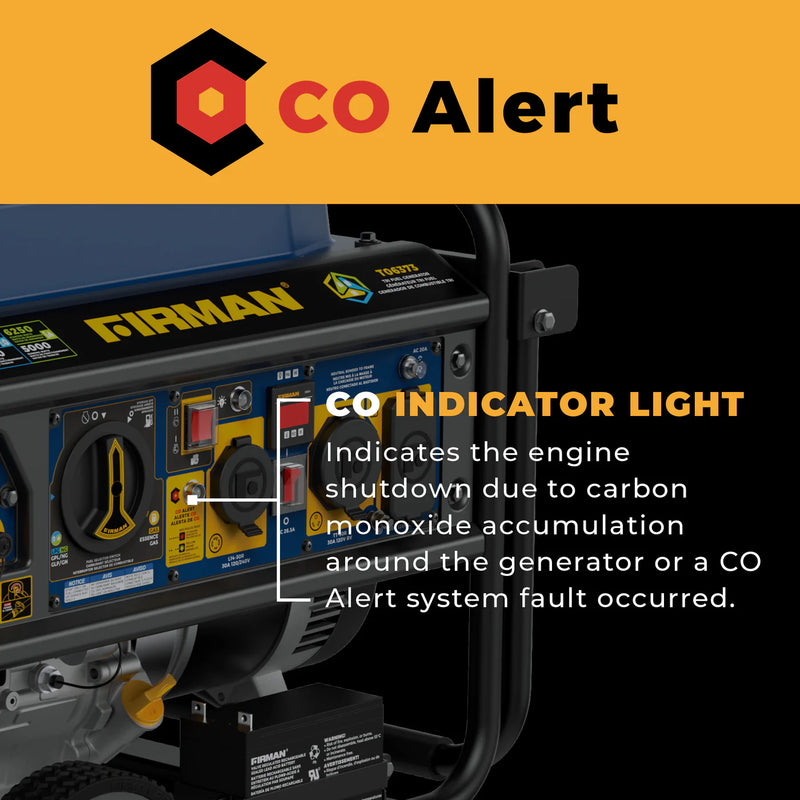 Load image into Gallery viewer, Firman Tri Fuel Portable Generator 7850/6300W Electric Start Gas CO Alert t06373 - Backup Generator Store
