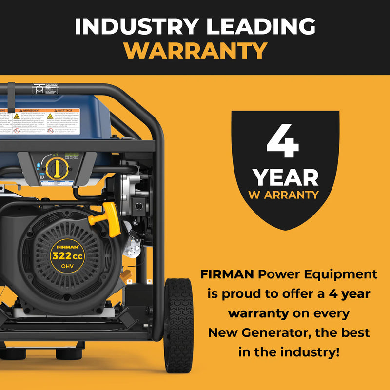 Load image into Gallery viewer, Firman Tri Fuel Portable Generator 7850/6300W Electric Start Gas CO Alert t06373 - Backup Generator Store
