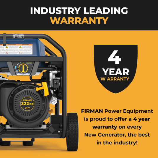 Firman Tri Fuel Portable Generator 7850/6300W Electric Start Gas CO Alert t06373 - Backup Generator Store