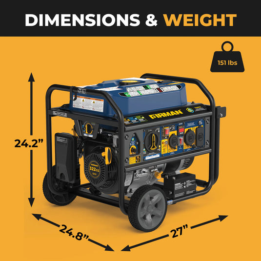 Firman Tri Fuel Portable Generator 7850/6300W Electric Start Gas CO Alert t06373 - Backup Generator Store