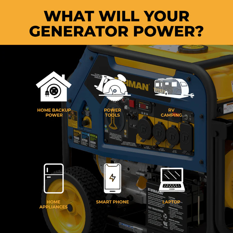 Load image into Gallery viewer, Firman Tri Fuel 7500W Portable Generator Electric Start 120/240V t07571 - Backup Generator Store
