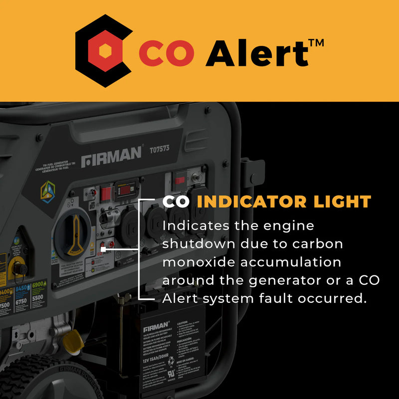 Load image into Gallery viewer, Firman Tri Fuel Portable Generator 9400W Electric Start 120/240V with CO Alert t07573
