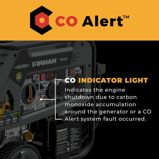 Firman Tri Fuel Portable Generator 9400W Electric Start 120/240V with CO Alert t07573