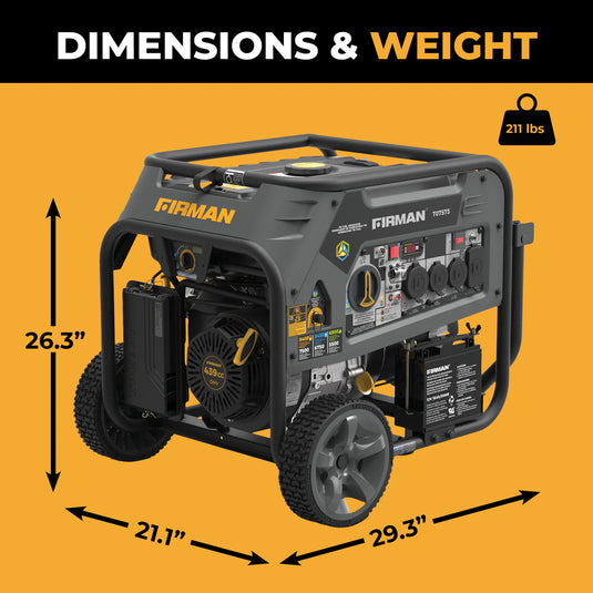 Firman Tri Fuel Portable Generator 9400W Electric Start 120/240V with CO Alert t07573