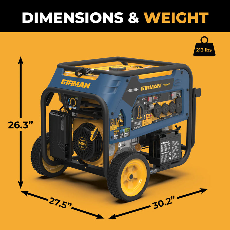 Load image into Gallery viewer, Tri Fuel 8000W Portable Generator Electric Start 120/240V with CO ALERT  t08072 - Backup Generator Store
