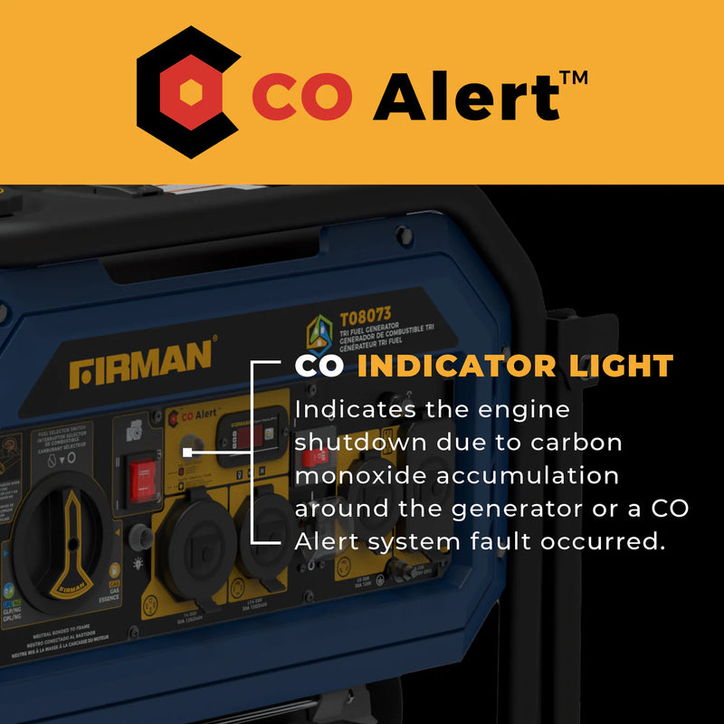 Load image into Gallery viewer, Firman Tri Fuel Portable Generator 10000/8000W Electric Start With CO Alert t08073 - Backup Generator Store
