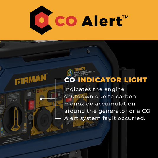 Firman Tri Fuel Portable Generator 10000/8000W Electric Start With CO Alert t08073 - Backup Generator Store