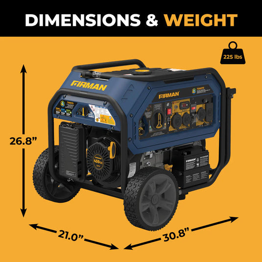 Firman Tri Fuel Portable Generator 10000/8000W Electric Start With CO Alert t08073 - Backup Generator Store