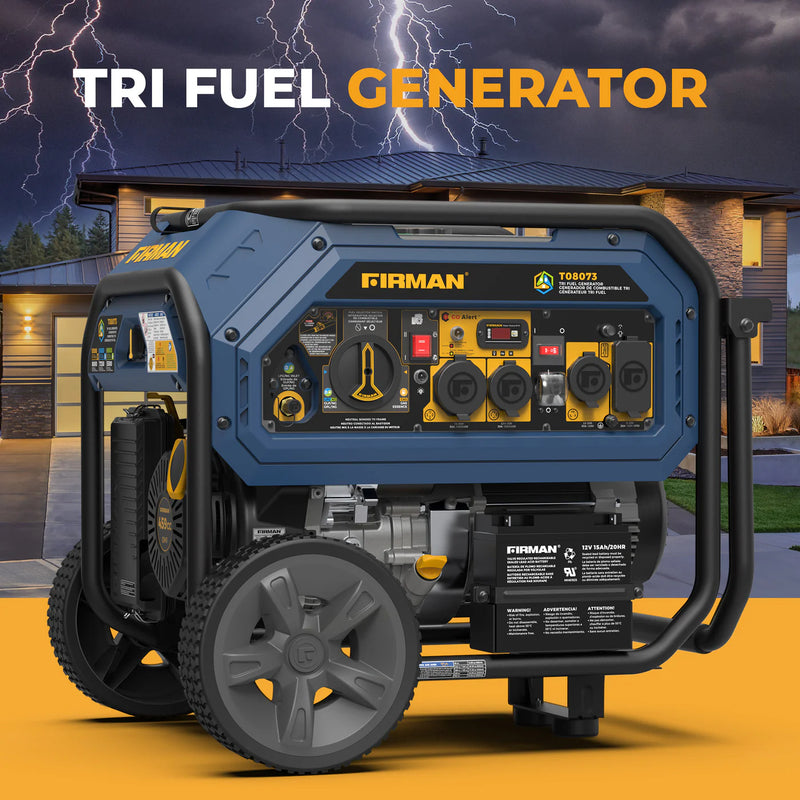Load image into Gallery viewer, Firman Tri Fuel Portable Generator 10000/8000W Electric Start With CO Alert t08073 - Backup Generator Store
