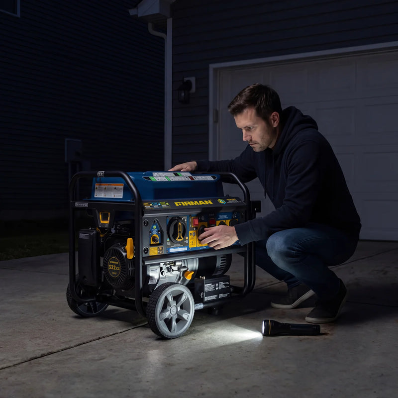 Load image into Gallery viewer, Firman  Tri Fuel Portable Generator 8250/6600W Electric Start Wheel Kit Bonus Cover &amp; Cord CO Alert t08273
