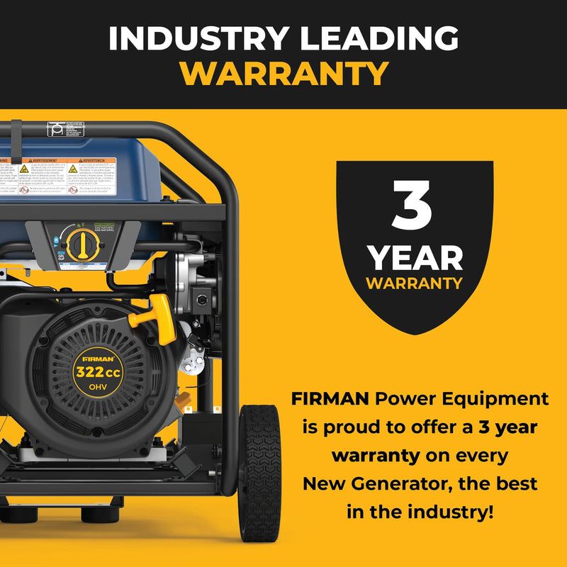 Load image into Gallery viewer, Firman  Tri Fuel Portable Generator 8250/6600W Electric Start Wheel Kit Bonus Cover &amp; Cord CO Alert t08273
