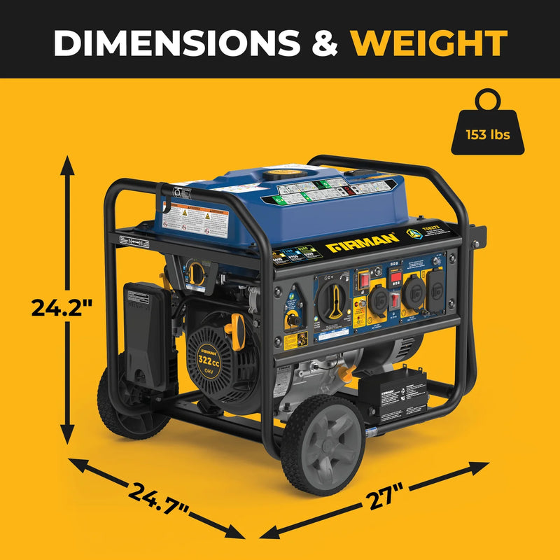 Load image into Gallery viewer, Firman  Tri Fuel Portable Generator 8250/6600W Electric Start Wheel Kit Bonus Cover &amp; Cord CO Alert t08273
