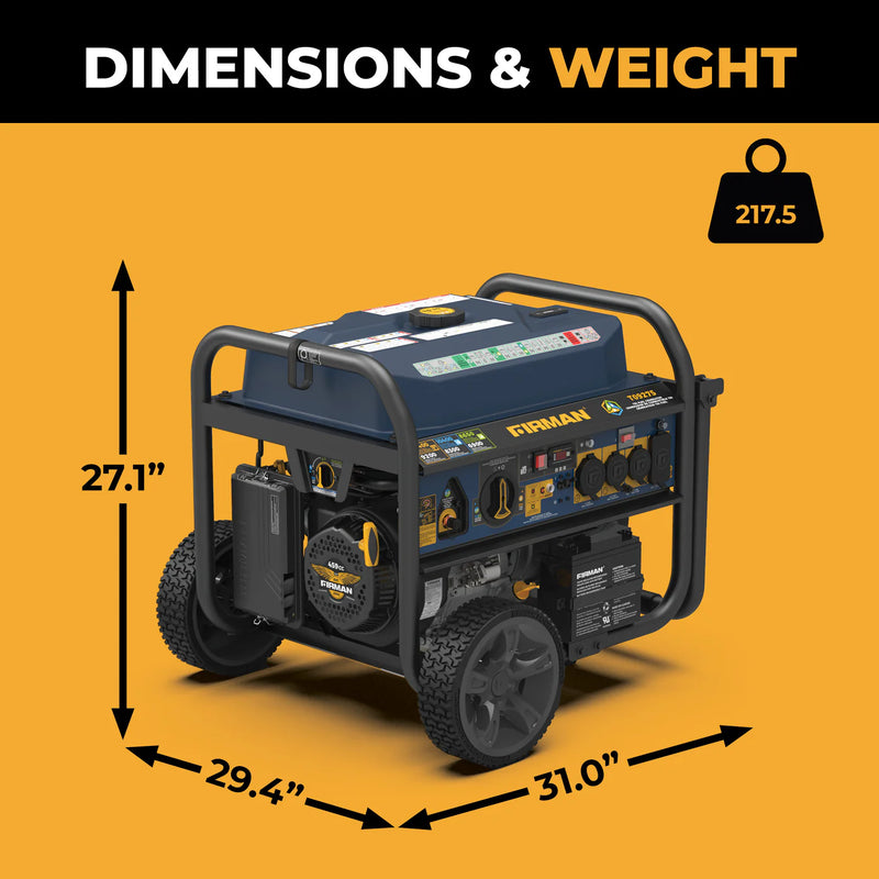 Load image into Gallery viewer, Firman Tri Fuel Portable Generator 11400W Electric Start 120V/240V with CO Alert t09275
