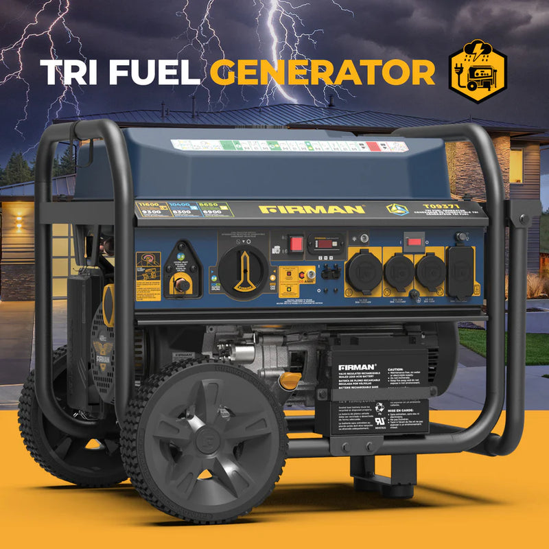 Load image into Gallery viewer, Firman Tri Fuel Portable Generator 11600W Electric Start 120V/240V with CO alert  t09371
