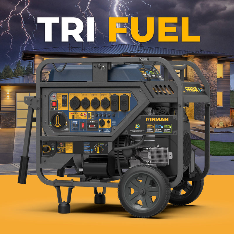 Load image into Gallery viewer, Firman TRI FUEL PORTABLE GENERATOR 15000W ELECTRIC START 120/240V WITH CO ALERT T12071
