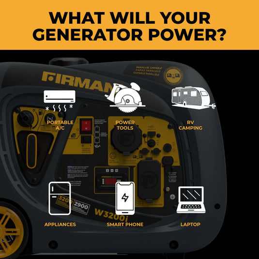 Firman Inverter Portable Generator 3200W Recoil Start w02981 - Backup Generator Store