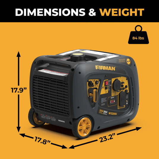 Firman Inverter Portable Generator 3200W Recoil Start w02981 - Backup Generator Store