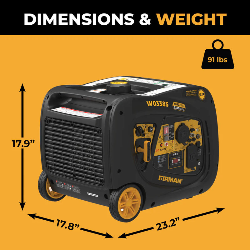 Load image into Gallery viewer, Firman INVERTER PORTABLE GENERATOR 4125W WITH CO ALERT W03385
