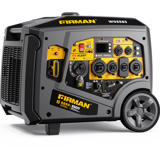 Firman Gas Inverter Portable Generator 6850/5500 Watt Remote Start 120/240V CO Alert w05583 - Backup Generator Store