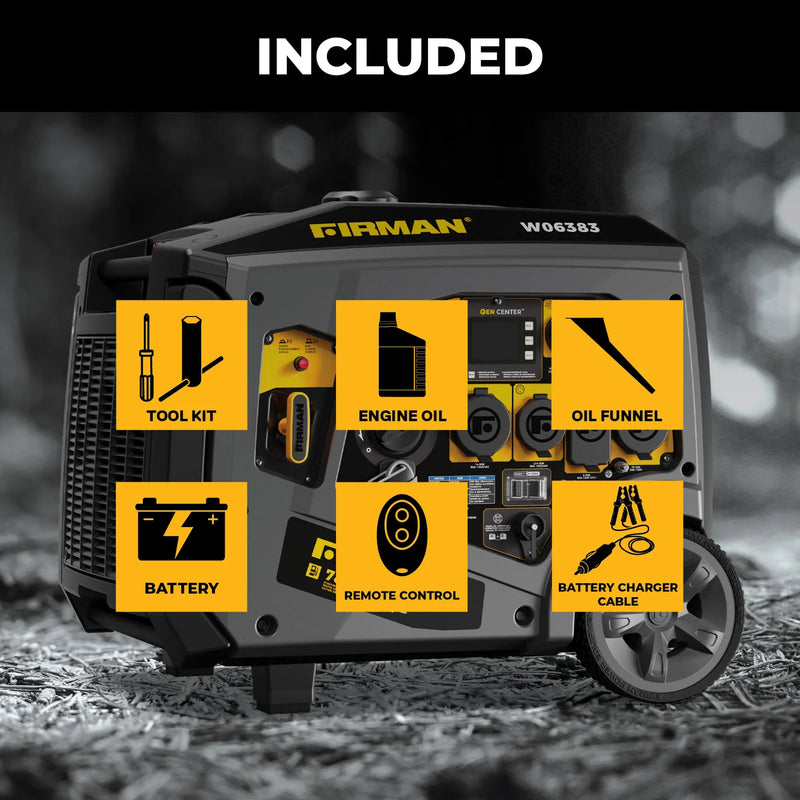 Load image into Gallery viewer, Firman Gas Inverter Portable Generator 7850/6300 Watt Remote Start 120/240V CO Alert w06383
