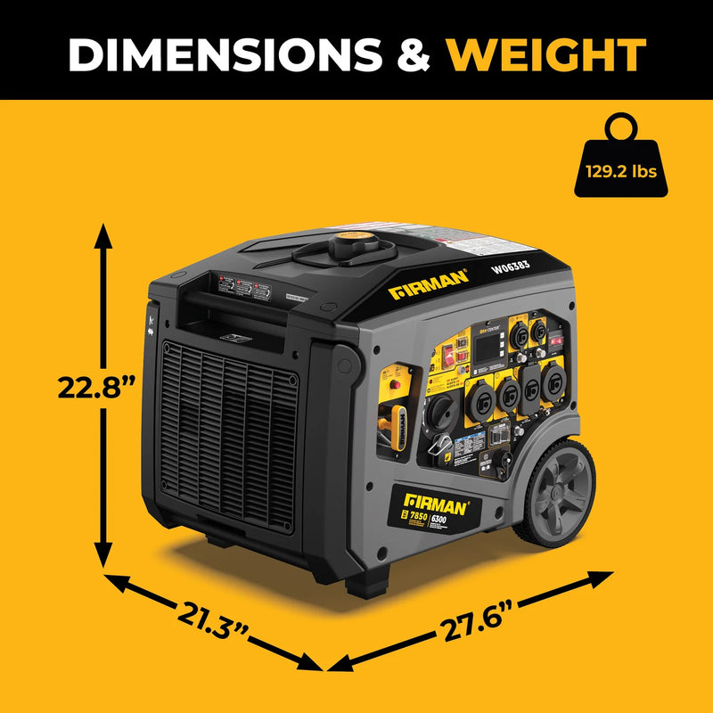 Load image into Gallery viewer, Firman Gas Inverter Portable Generator 7850/6300 Watt Remote Start 120/240V CO Alert w06383
