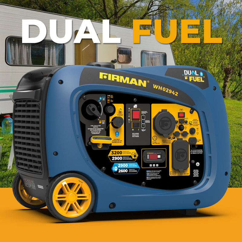 Load image into Gallery viewer, Firman Dual Fuel Inverter Portable Generator 3200W Electric Start wh02942 - Backup Generator Store
