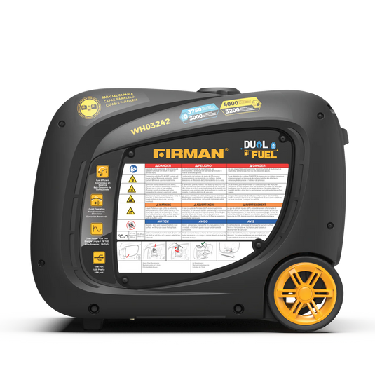 Firman Dual Fuel Inverter Portable Generator 4000W Electric Start with CO ALERT wh03242