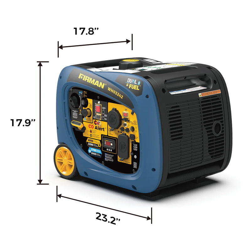 Load image into Gallery viewer, Firman Dual Fuel Inverter Portable Generator 4000W Electric Start with CO ALERT wh03242
