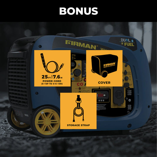 Firman Dual Fuel Inverter Portable Generator 4125W Electric Start with CO ALERT wh03342