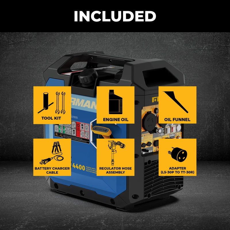 Load image into Gallery viewer, Firman  Tri Fuel Inverter Portable Generator 4400/3500 Watt Electric Start 120V Parallel Ready CO Alert wt03571
