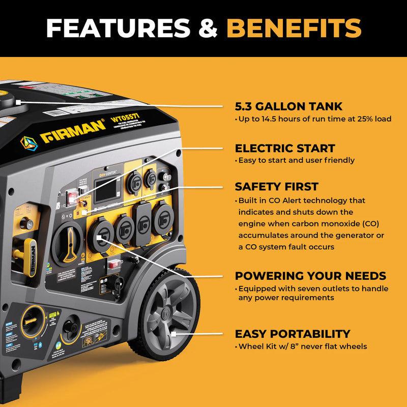 Load image into Gallery viewer, Firman Tri Fuel Inverter Portable Generator 6850W Electric Start With CO Alert wt05571
