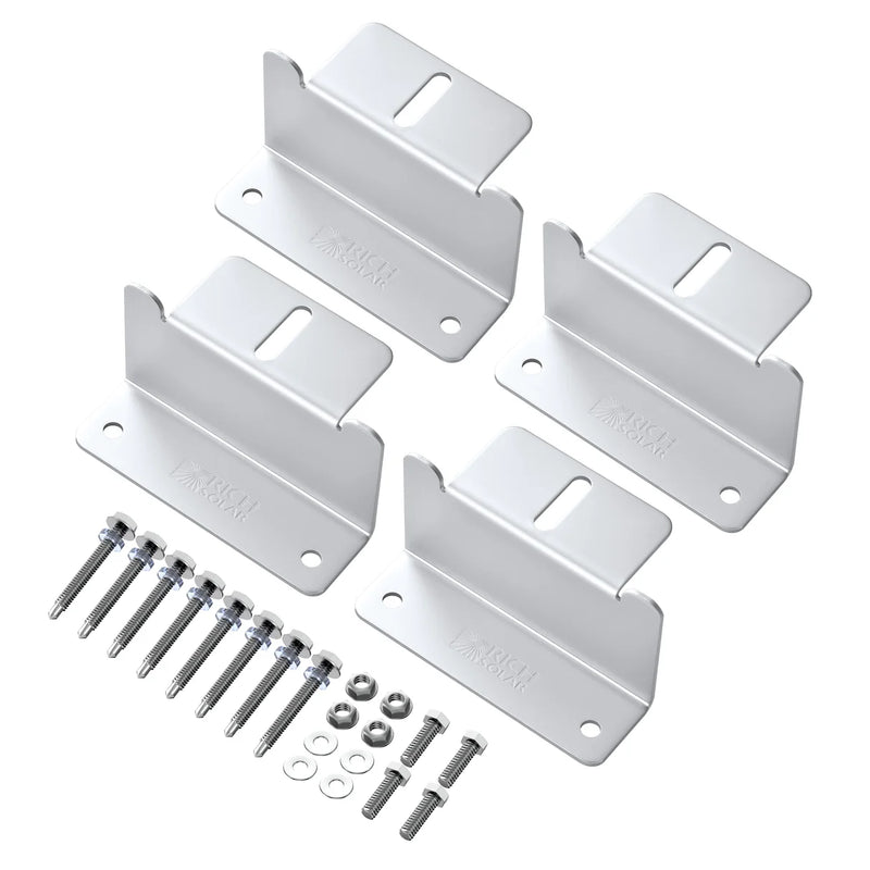 Load image into Gallery viewer, Rich Solar 2" Z-Brackets Silver | Mounting Hardware Z-Brackets with Screws | Designed for RICH SOLAR MEGA Series Solar Panels | Easy to Install RS-ZB4HH
