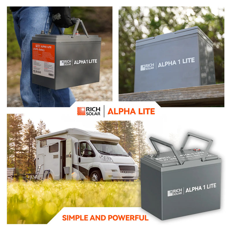 Load image into Gallery viewer, Rich Solar ALPHA 1 LITE | 12V 100Ah LiFePO4 Battery | Lightweight 12V Lithium Battery for RVs, Trailers, Vans, Boats, Off-Grid | 4,000 Lifetime Cycles | Best Value RS-B12100
