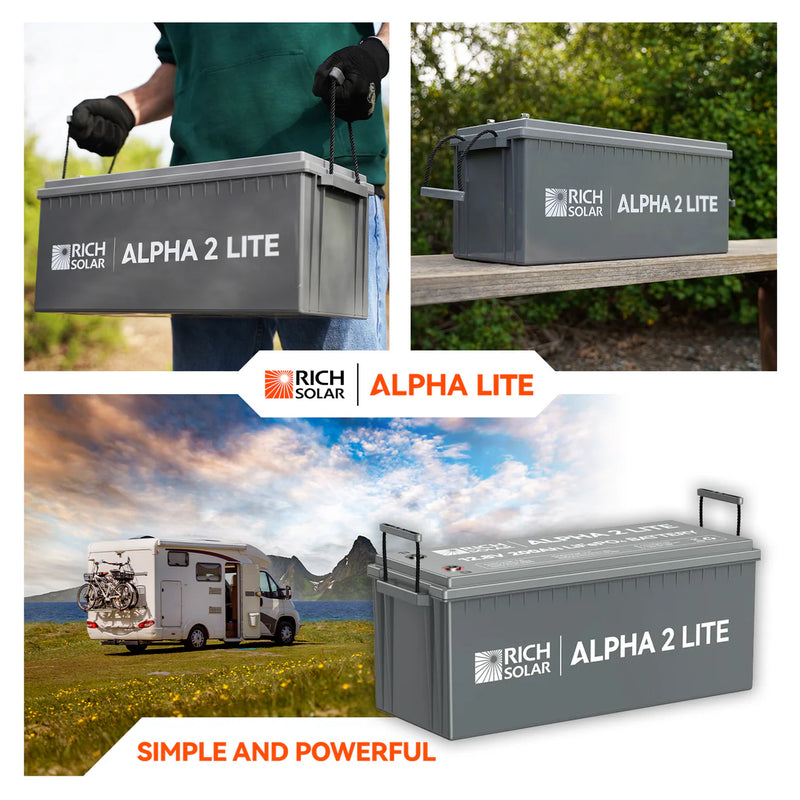 Load image into Gallery viewer, Rich Solar ALPHA 2 LITE | 12V 200Ah LiFePO4 Battery | Best 12V Deep Cycle Lithium Battery for RVs, Trailers, Vans, Boats, Off-Grid | 4,000 Lifetime Cycles | Best Value RS-B12200
