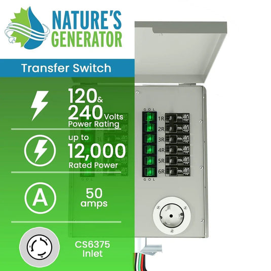 Nature Generator's 12-Circuit 120/240V 50A Non-Automatic Transfer Switch NGPHPTK3