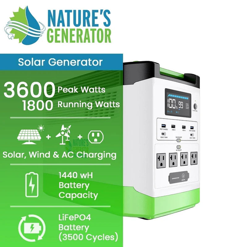 Load image into Gallery viewer, Nature's Generator High Capacity Expandable Lithium 1800 Power Station NGLGN18
