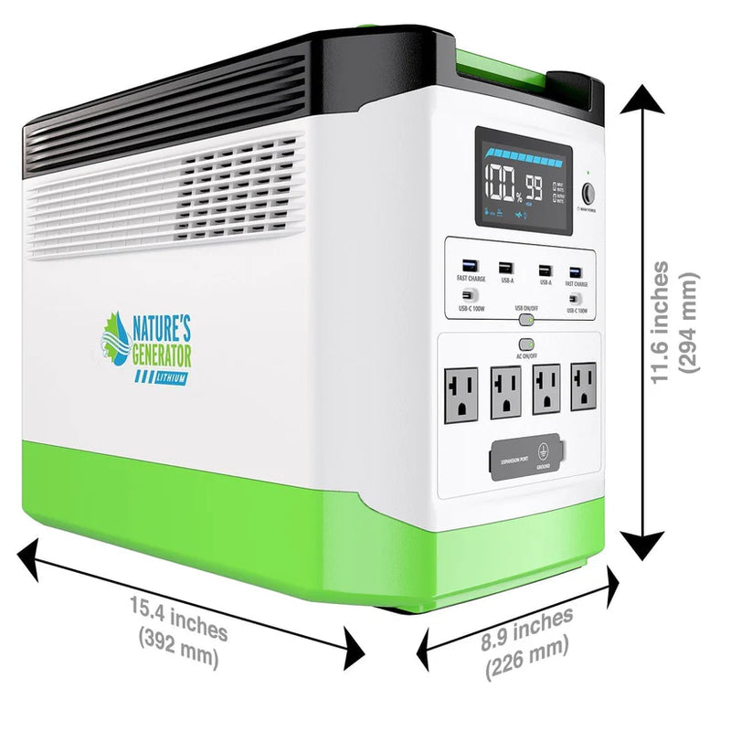Load image into Gallery viewer, Nature's Generator 2X Lithium 1800 + 2X100W Rigid Panel + 150W Wind Turbin NGLGNPTW
