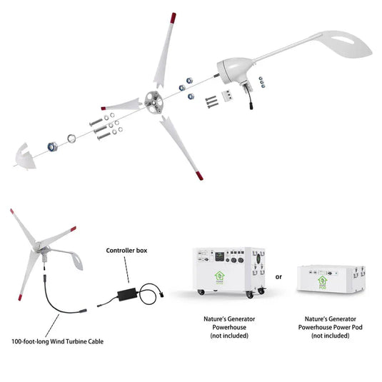 Nature's Generator Powerhouse V2 Solar +Power Pod + 8X 410W Solar Panel+ 350W Wind Turbine NGPHPTAW