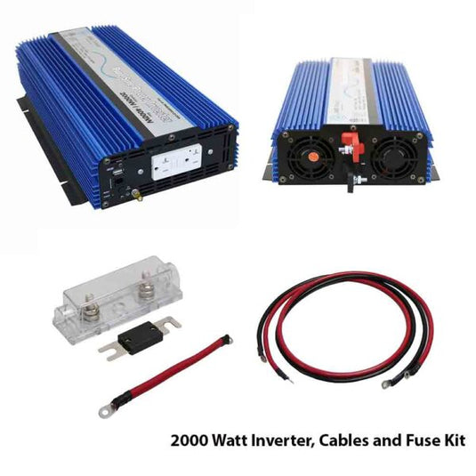 Aims 2000 Watt Pure Sine Power Inverter Kit KITPWRI200012S