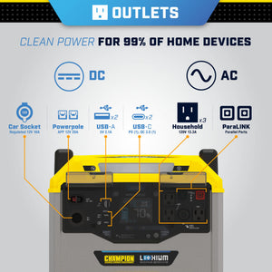 Champion 1638-Wh Li-Ion Solar Generator Power Station 100594 - Champion Backup Generator Store