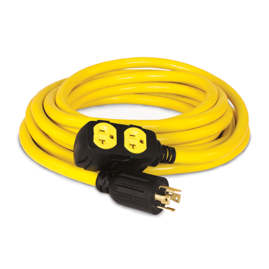 Champion 25-Foot 30-Amp 125/250-Volt Duplex-Style Generator Extension Cord (L14-30P to four 5-20R) 48033 - Champion Backup Generator Store