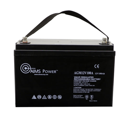Aims AGM 12 volt 100 Ah Deep Cycle Heavy Duty Battery - Aims Backup Generator Store